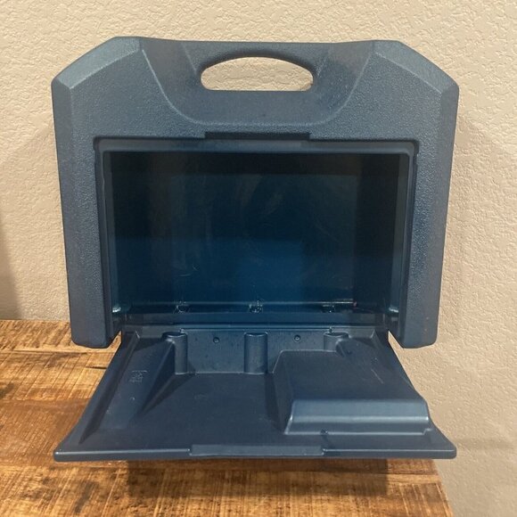 Vintage 90s K Vintage 90s K’Nex plastic storage bin holder container Case Blue Handle 17x14x5”